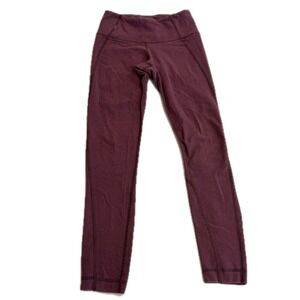 Lululemon Leggings‎ Womens 4 Burgundy Ribbed High Rise Athleisure